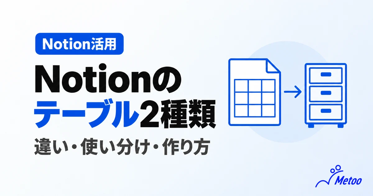 Notionのテーブルとは？2種類の違いと使い分け、作り方・カスタマイズ方法を解説